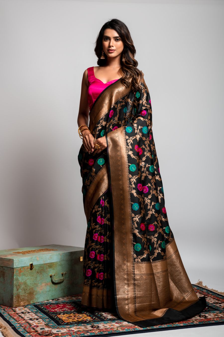 All Over Weaving saree in Black color