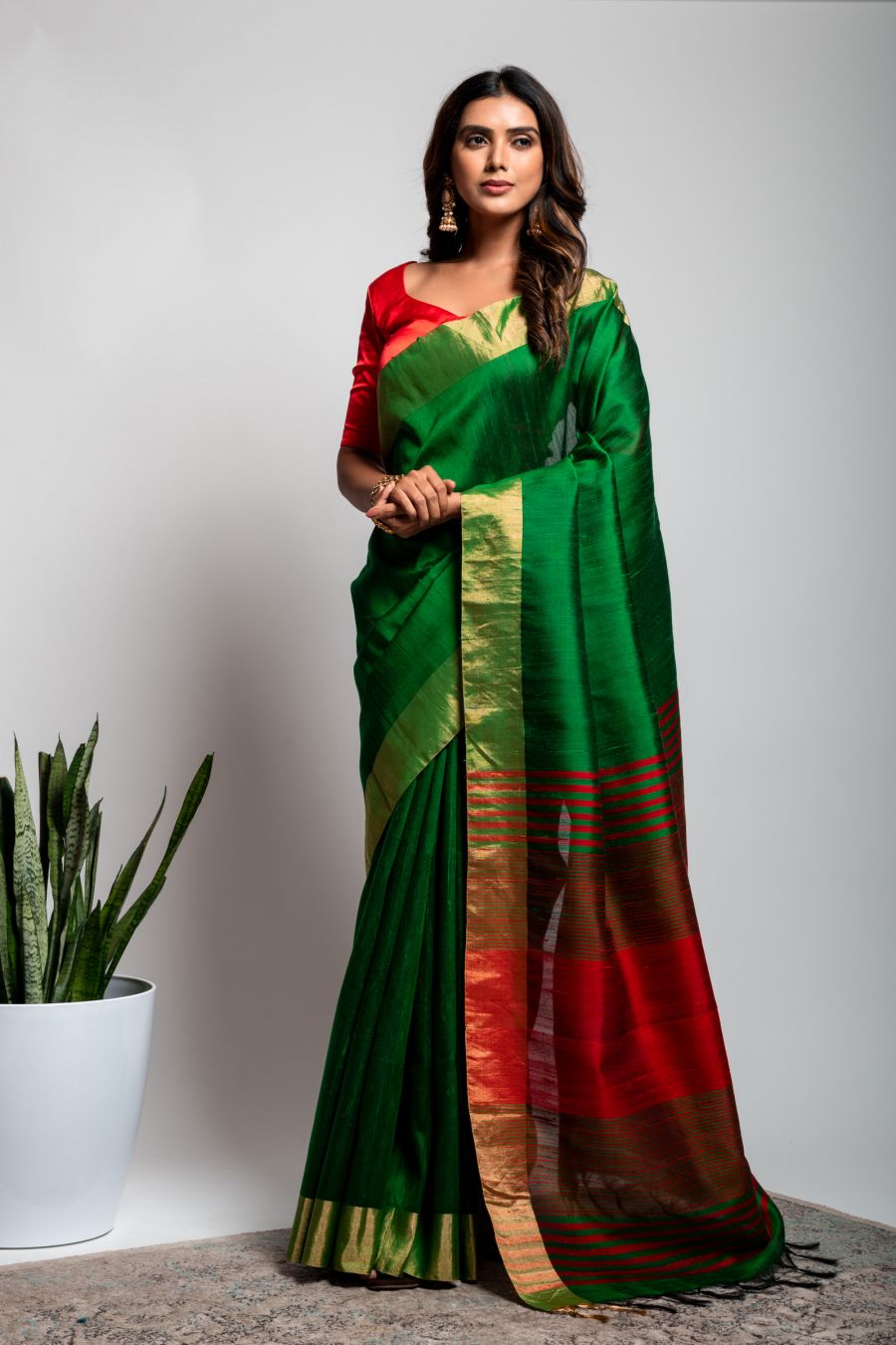 Dhupian Silk Saree in Green color