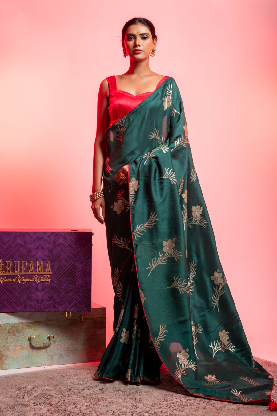 Dola Silk Saree in Green color