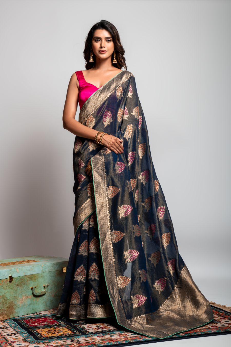 Organza Saree in Blue color