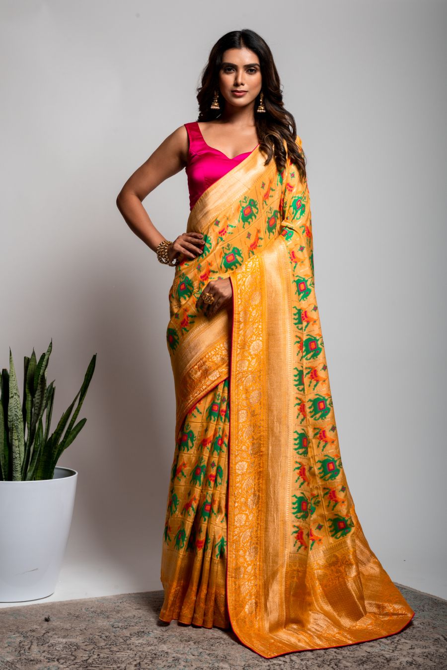 Dola Silk Saree in Light Orange color