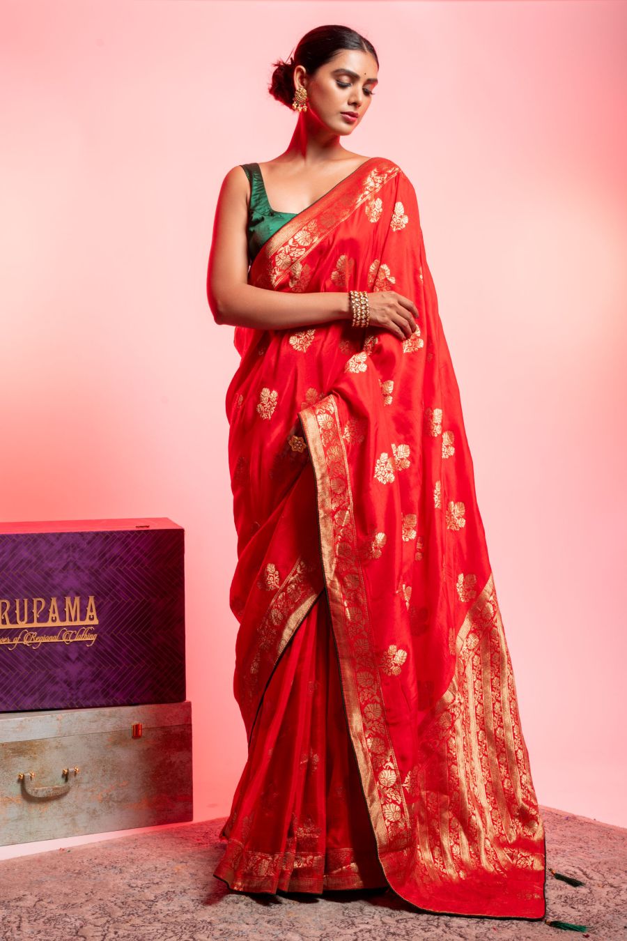 Dola Silk Saree in Red color