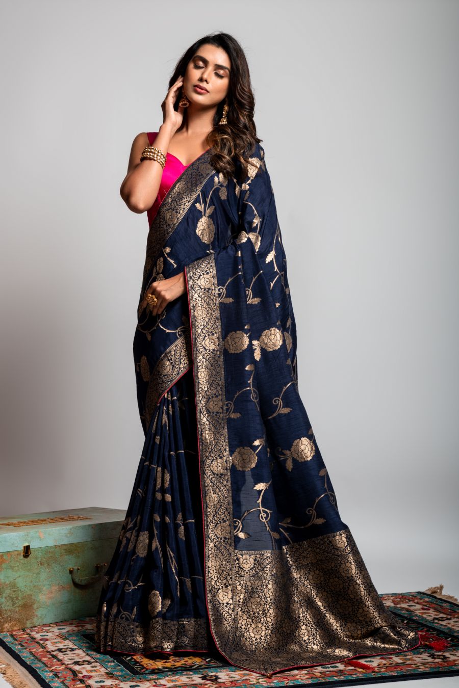 Dola Silk Saree in Blue color