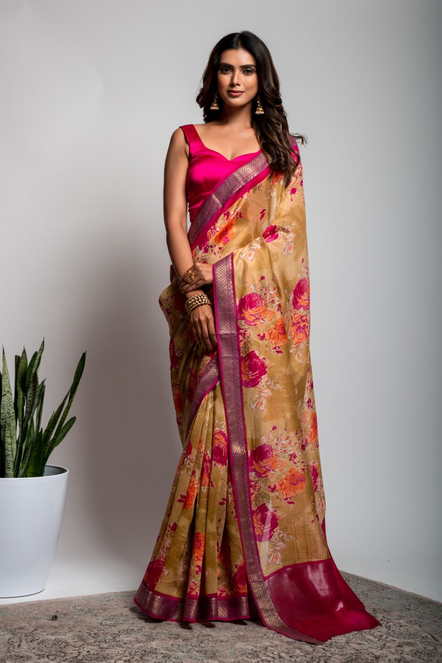 Cotton Saree in Light Green color