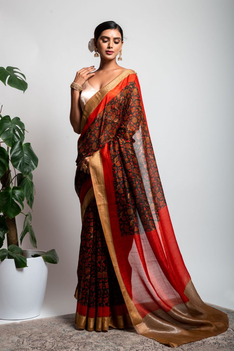 Cotton Silk Saree in Black color