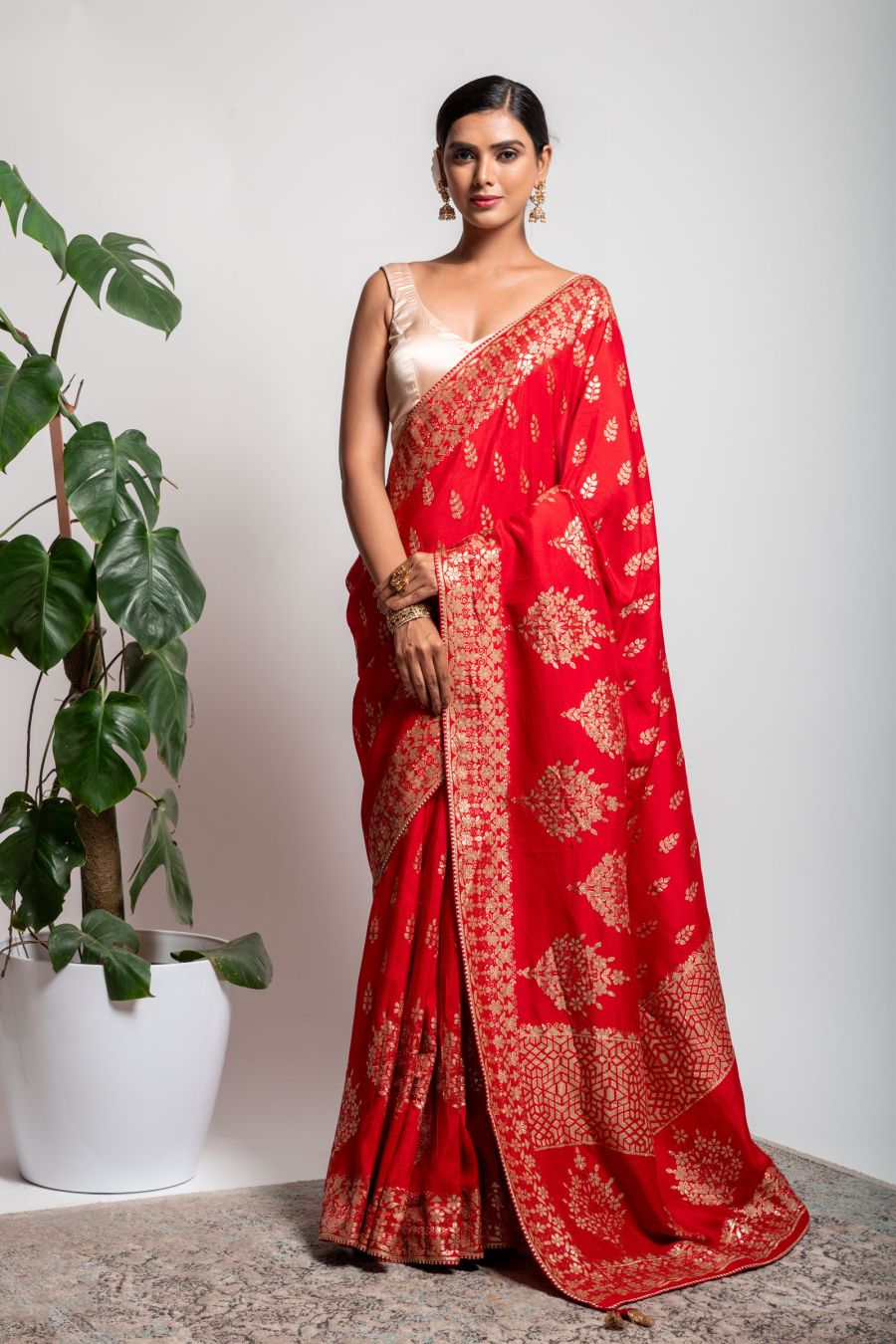 Dola Silk Saree in Red color