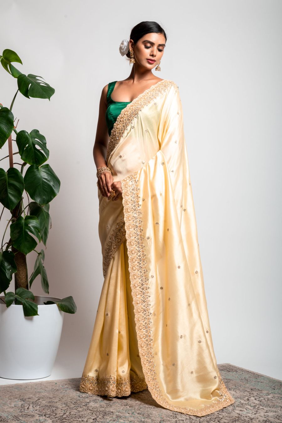 Dola Silk Saree in Light Lemon color