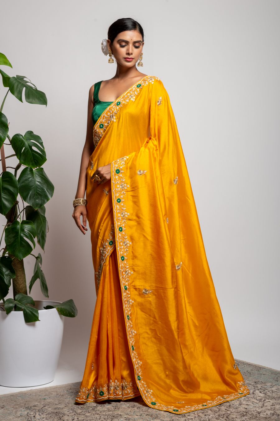 Dola Silk Saree in Mustard color