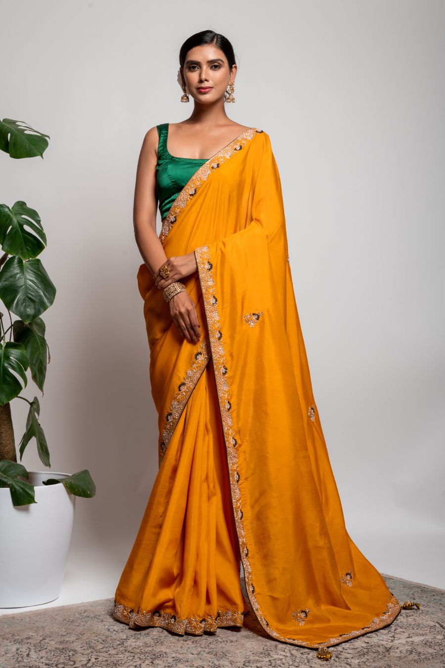 Dola Silk Saree in Mustard Yellow color