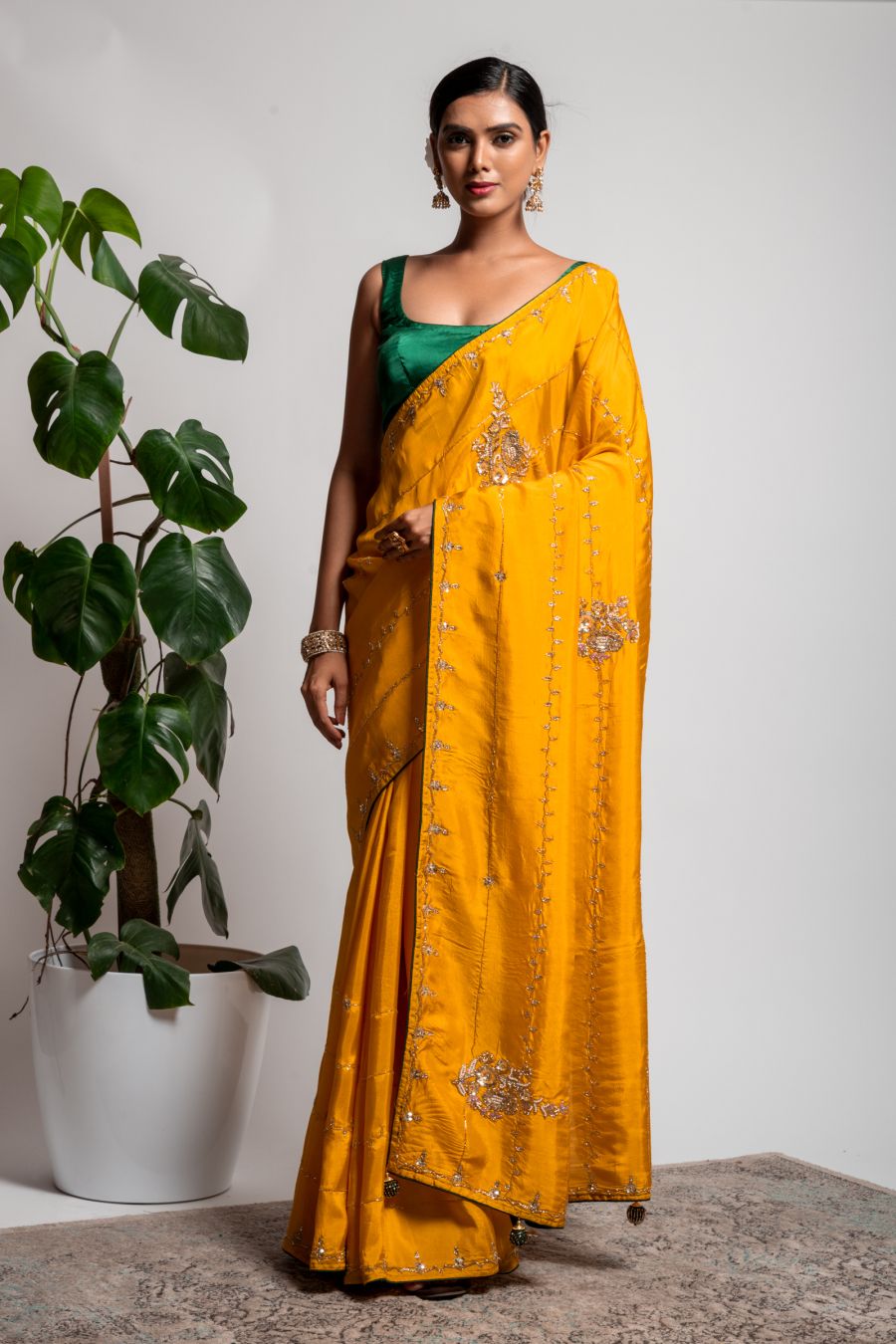 Dola Silk Saree in Mustard Yellow color