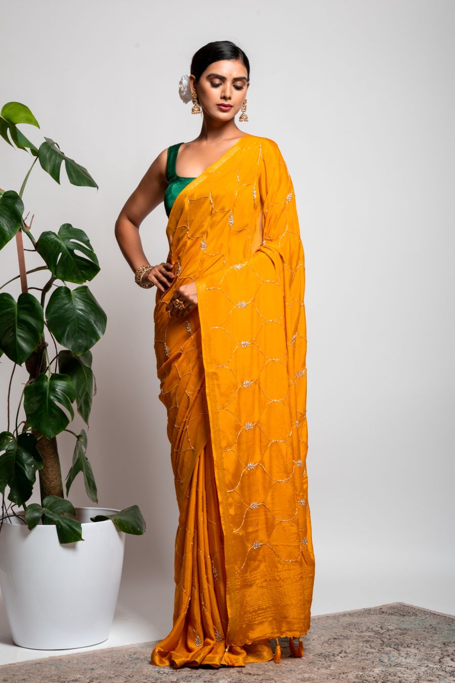 Sea Green color Saree in Dola Silk