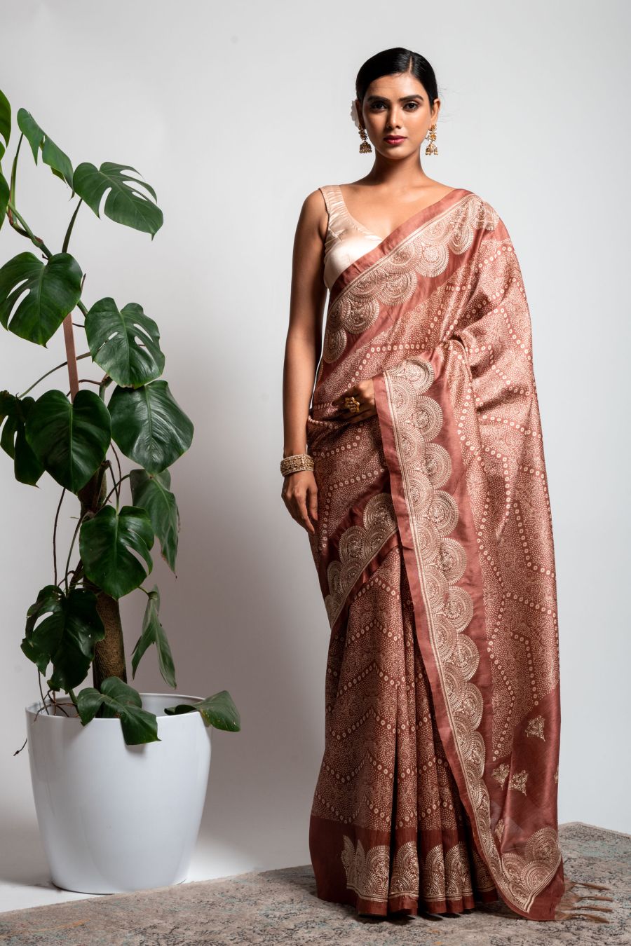 Art Dhupian Saree in Dark Onion color