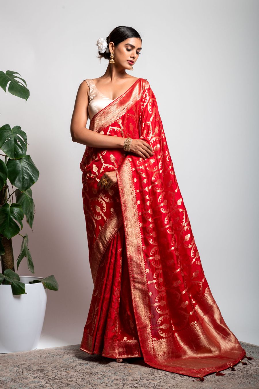 Dola Silk Saree in Red color