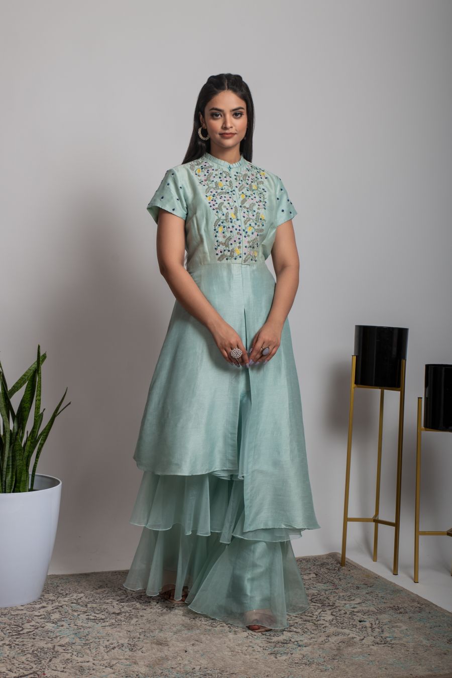 Sea Green stylish Kurta & Palazzo set