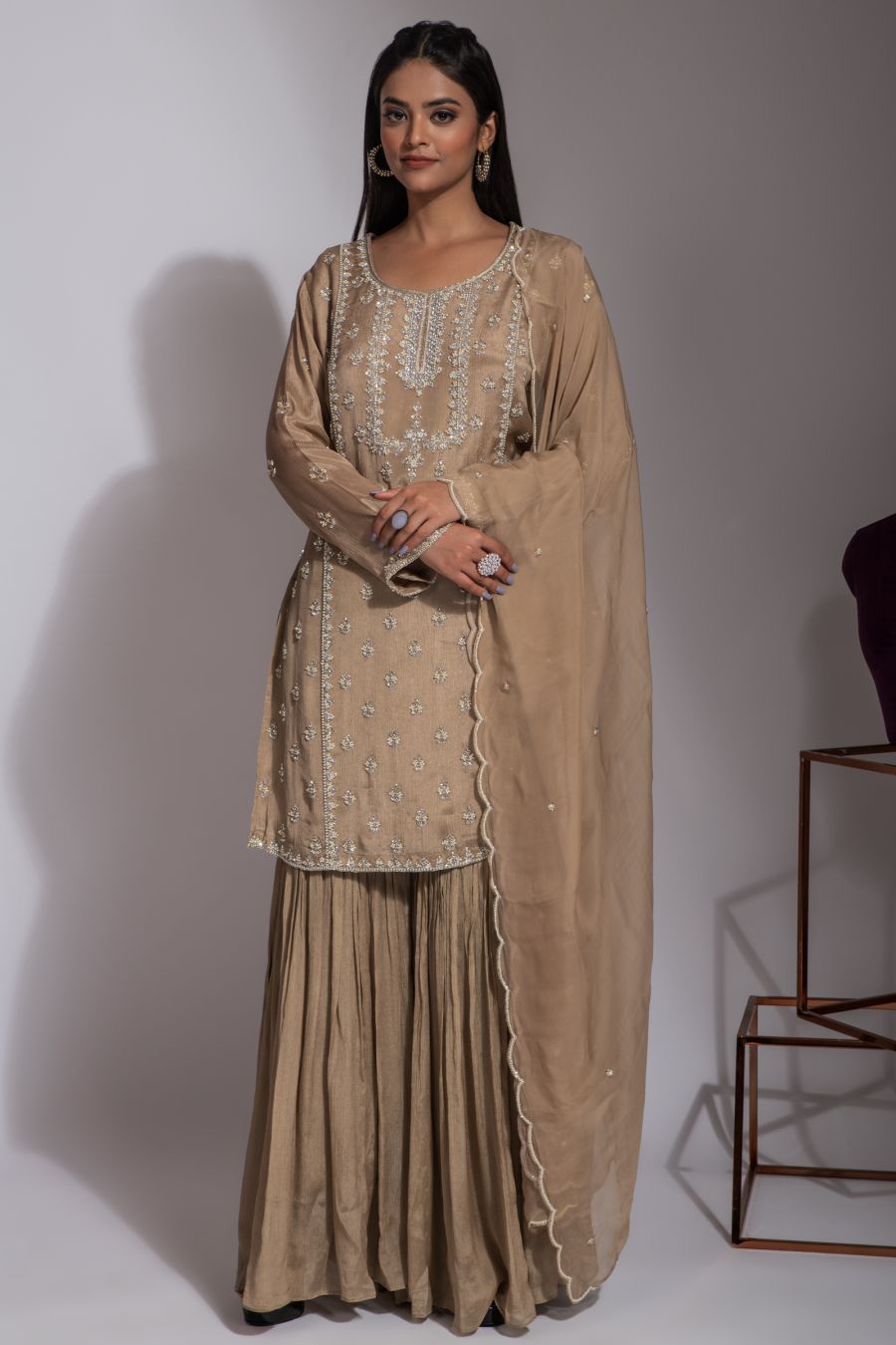 Stylish Brown color Sharara suit