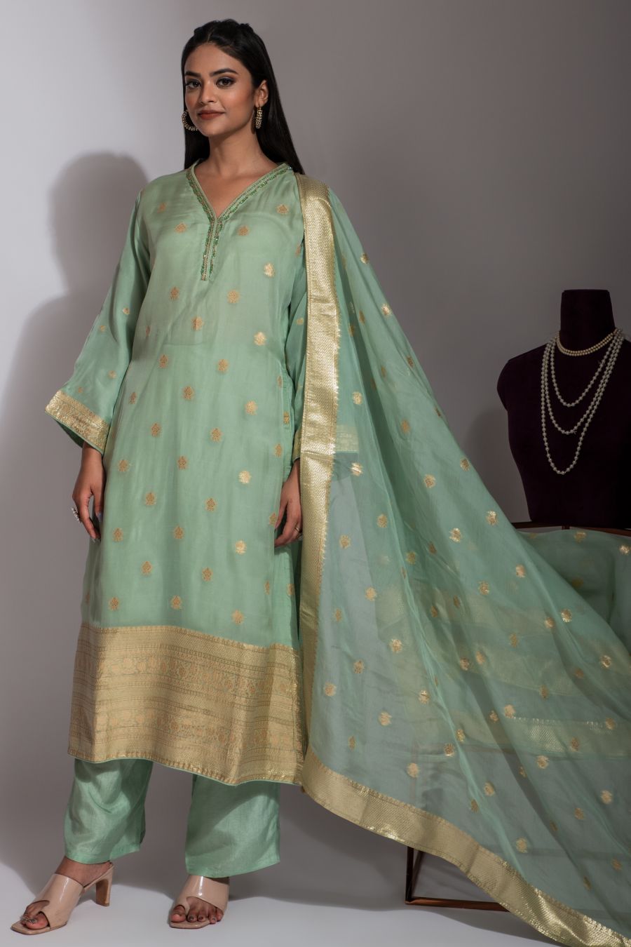Green Palazzo Pant and Kurta set