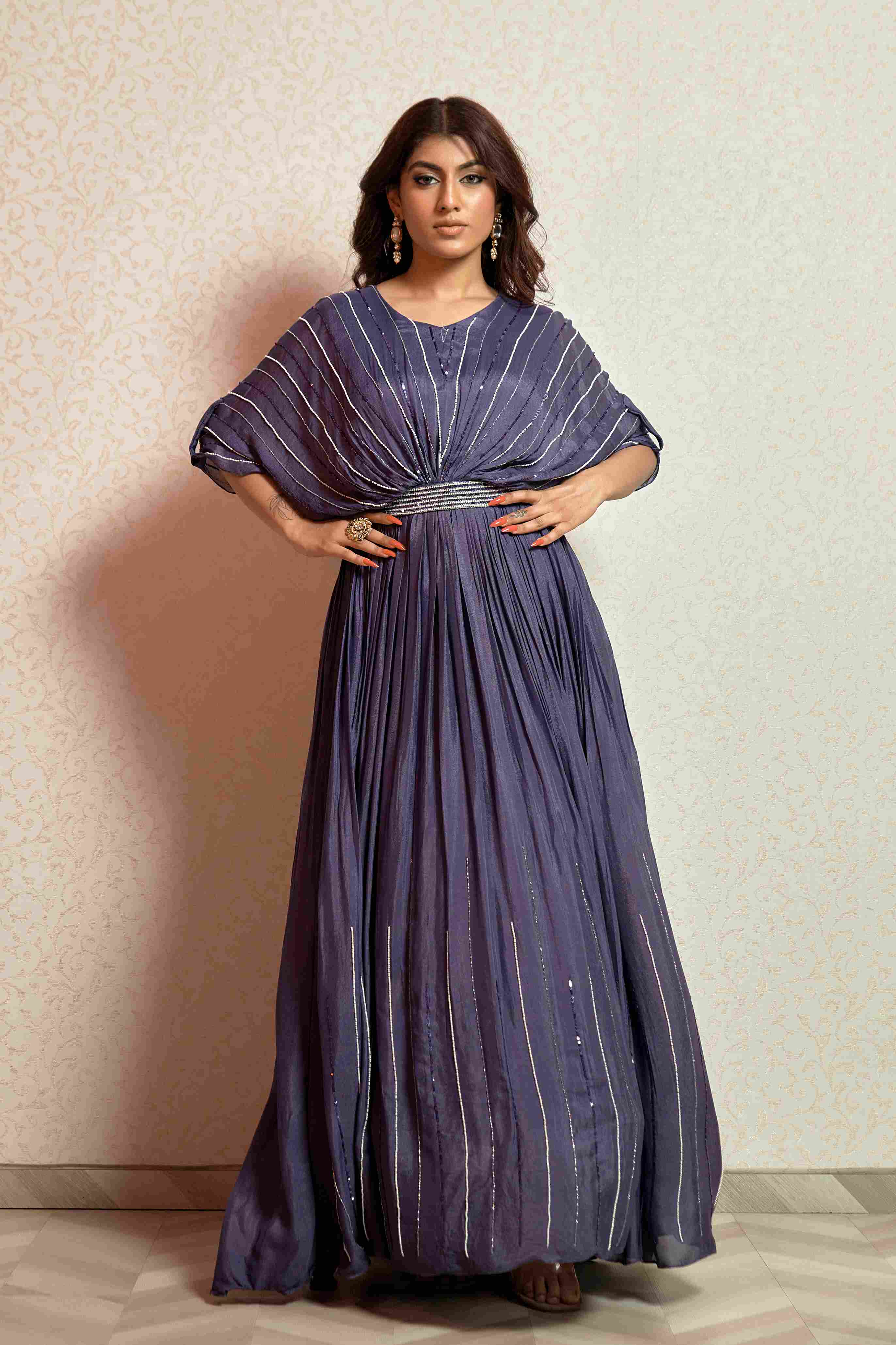 Stylish Mauve color Gown in Chinnon