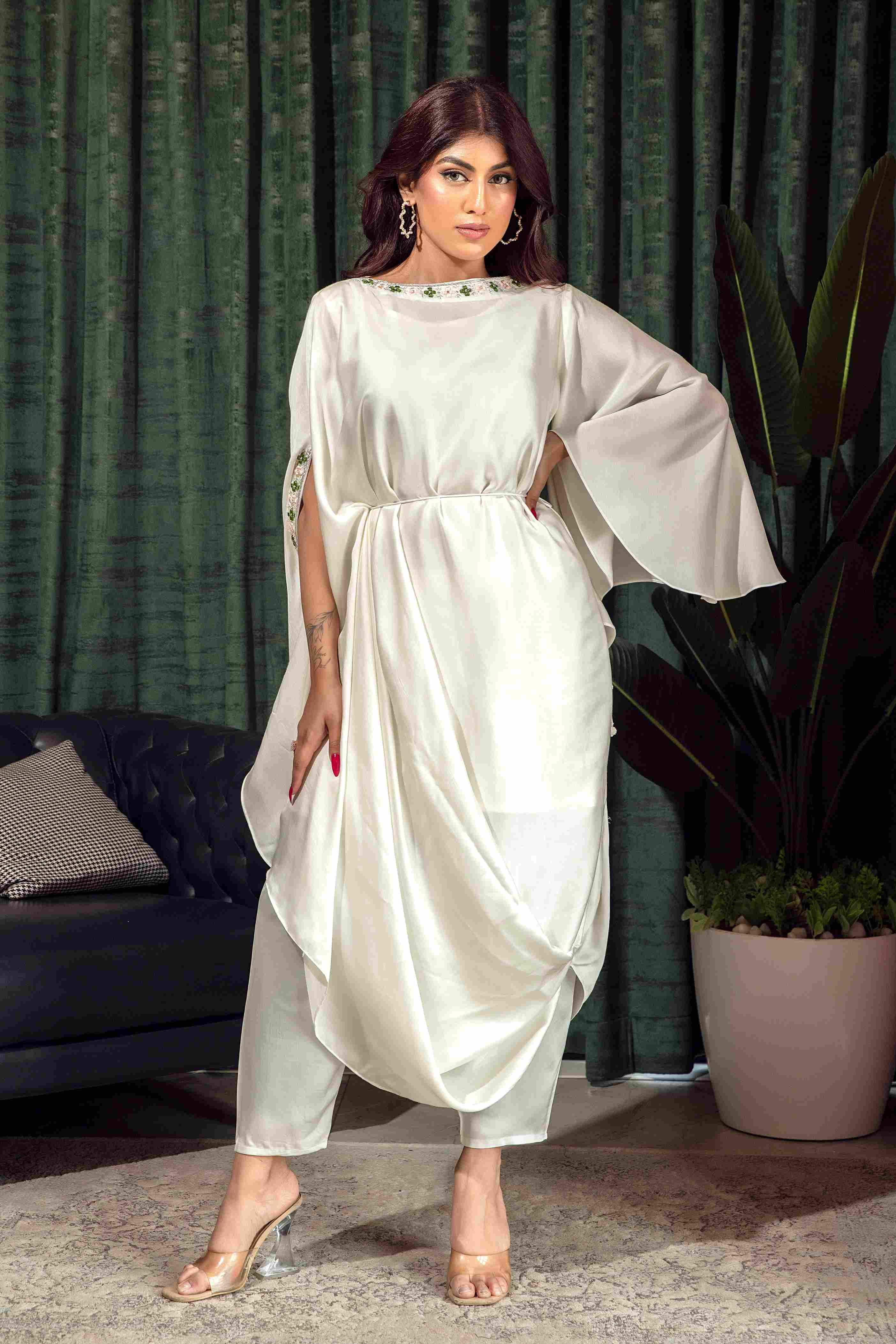 Indo-western styled Kurta & Pant in Satin Silk