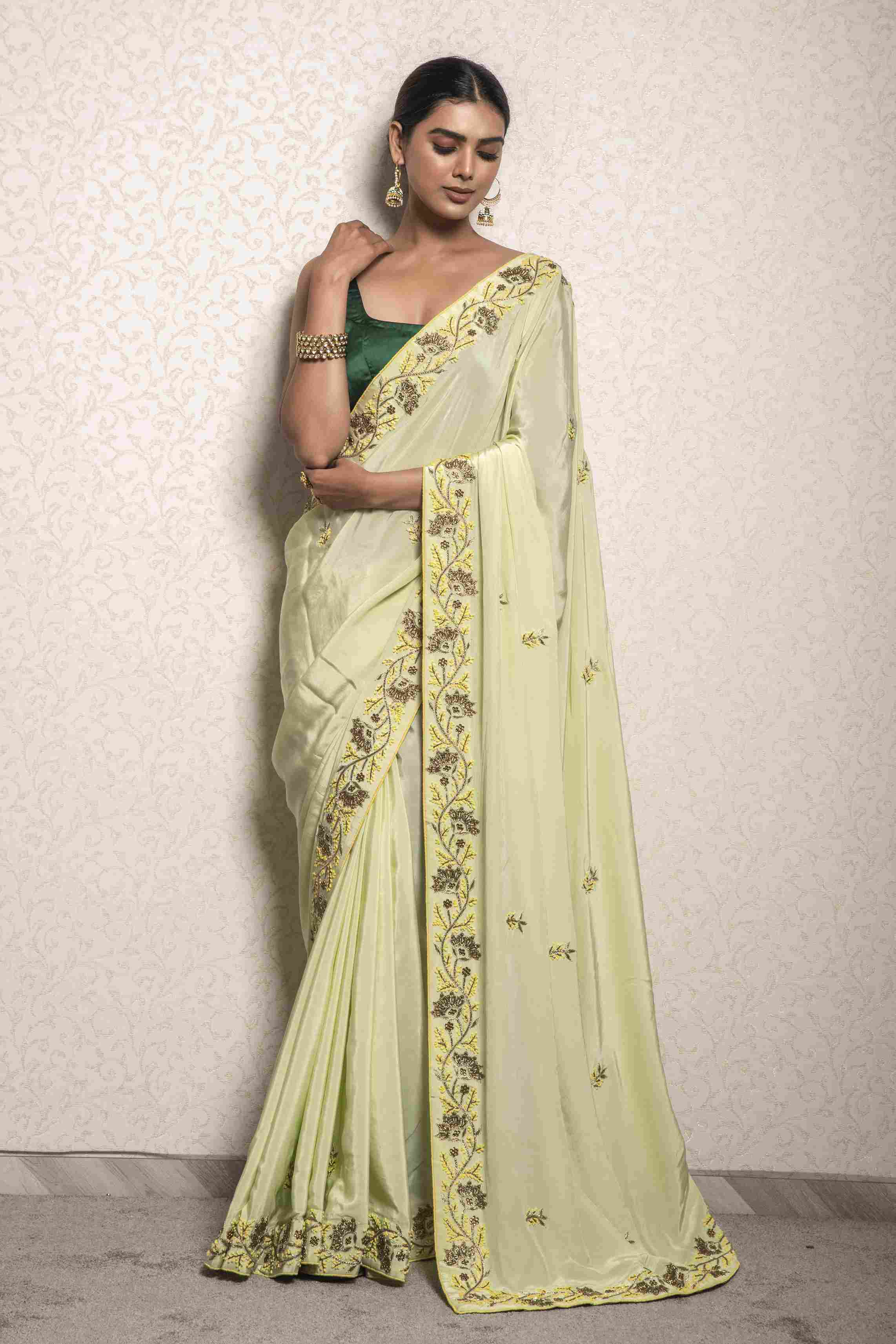 Foam Green color Saree in Dola Silk