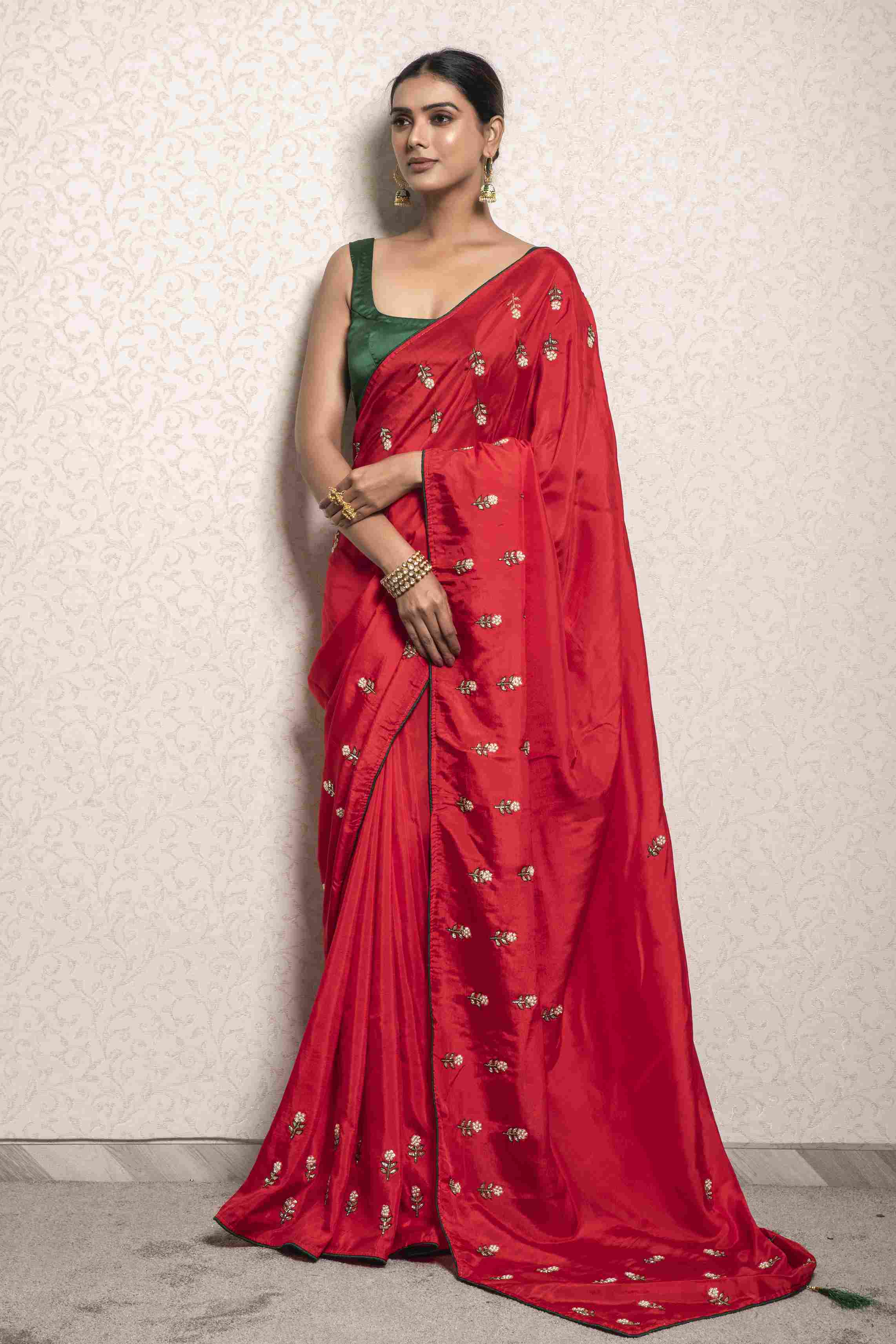 Red color Saree in Dola Silk