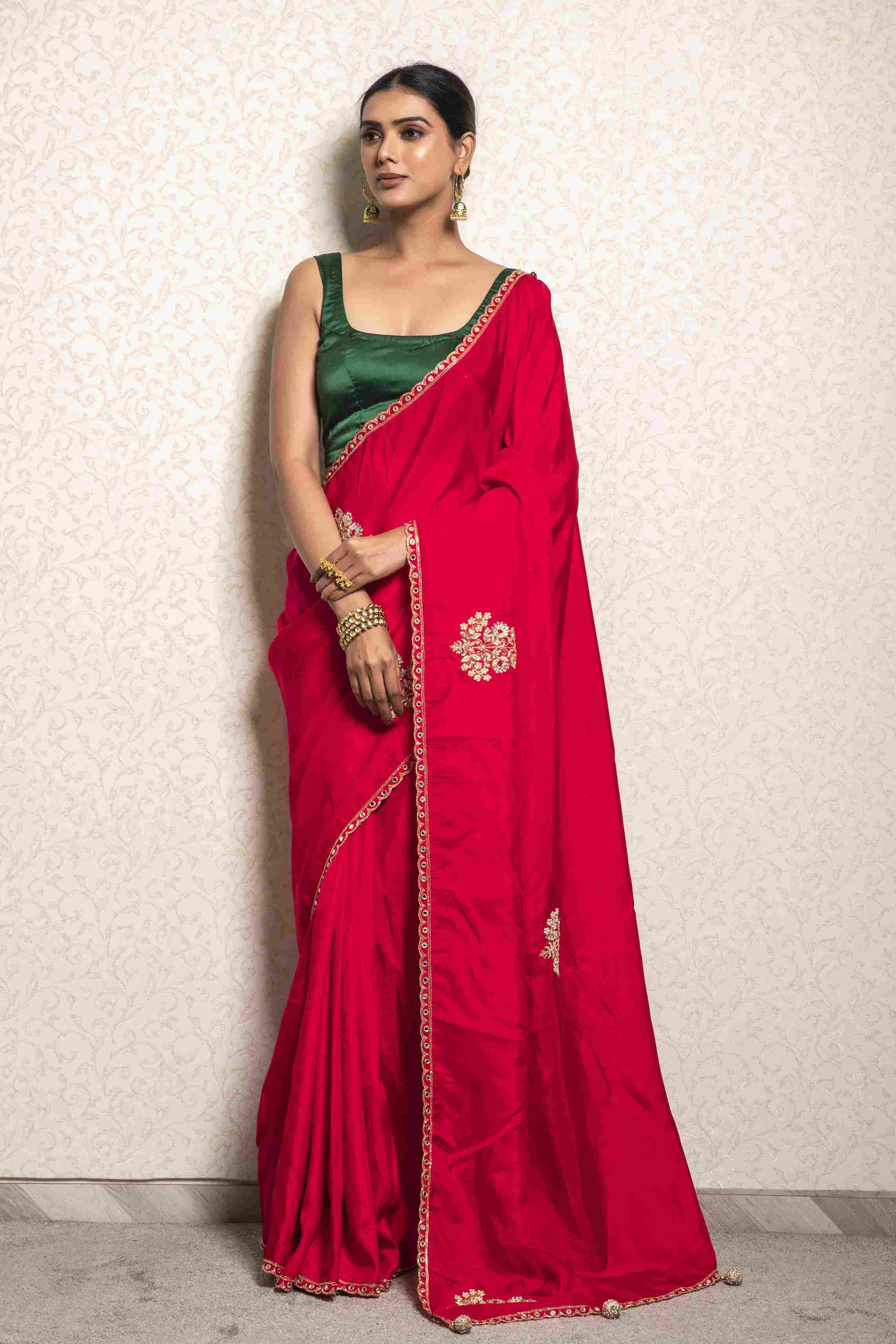 Red color Saree in Dola Silk