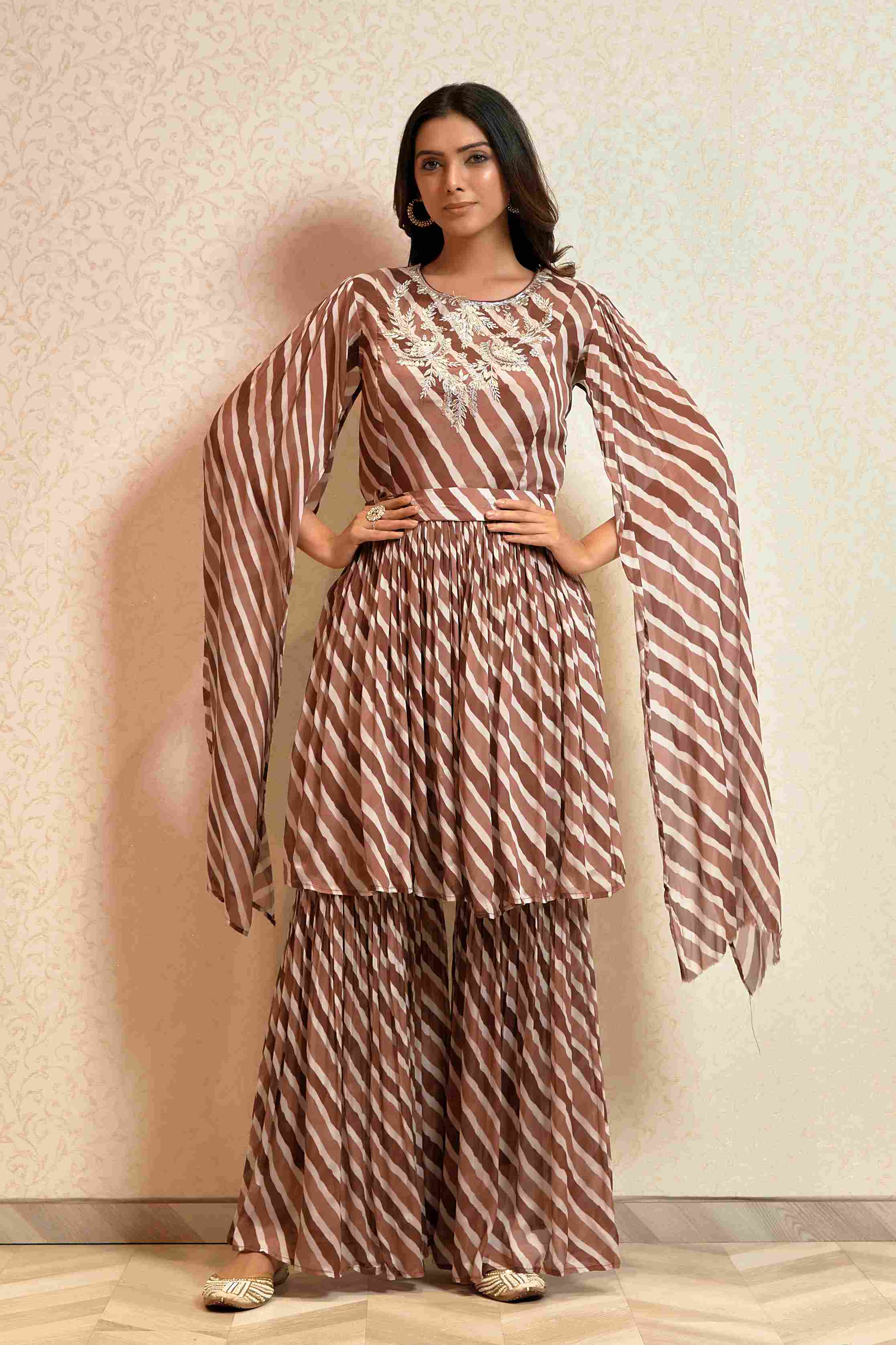 Peplum Top and Sharara in Leheriya